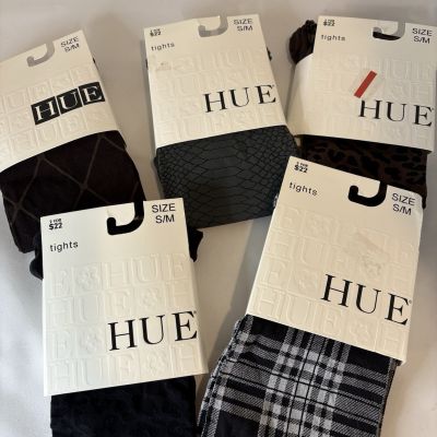 5 pairs New w Defects Hue Tights Size S/M 120-170 lbs All Control Top Open Pkg